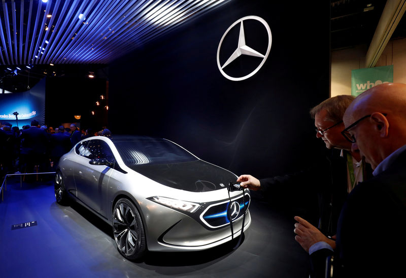 © Reuters. FILE PHOTO: A Mercedes-Benz Concept EQA is displayed at the Las Vegas Convention Center during the 2018 CES in Las Vegas