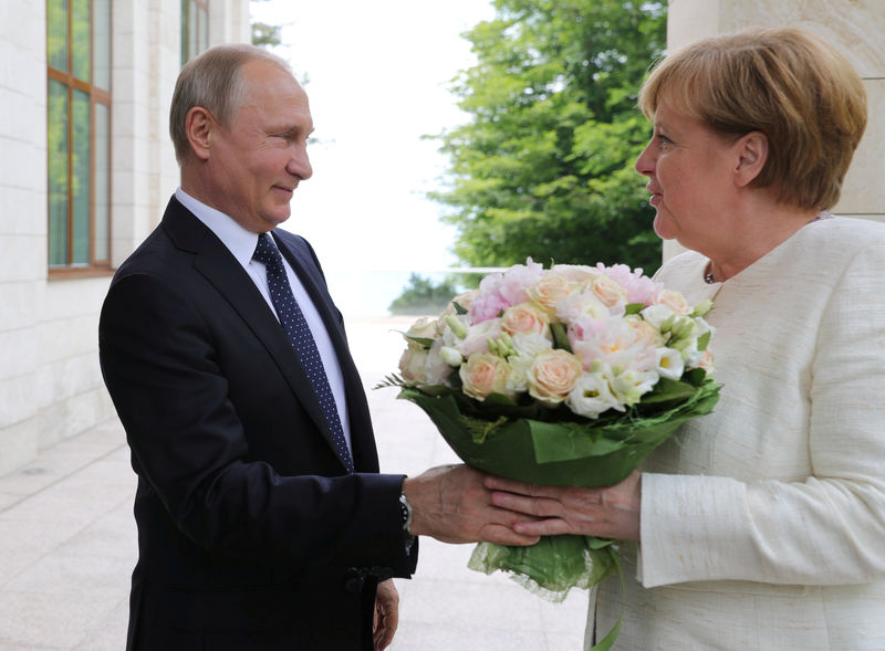 © Reuters. Putin busca con Merkel una causa común en relación a Trump