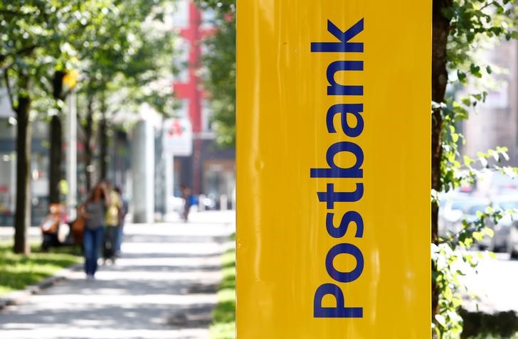 © Reuters. A Postbank sign is seen in Munich