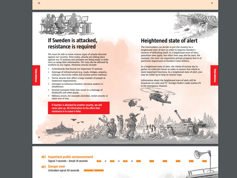 © Reuters. A leaflet issued by Sweden's government to its citizens with the advisory for crisis of conflict situations