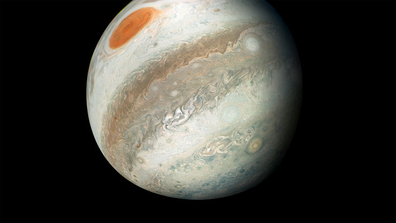 © Reuters. FILE PHOTO: NASA's Juno spacecraft color-enhanced image of Jupiter
