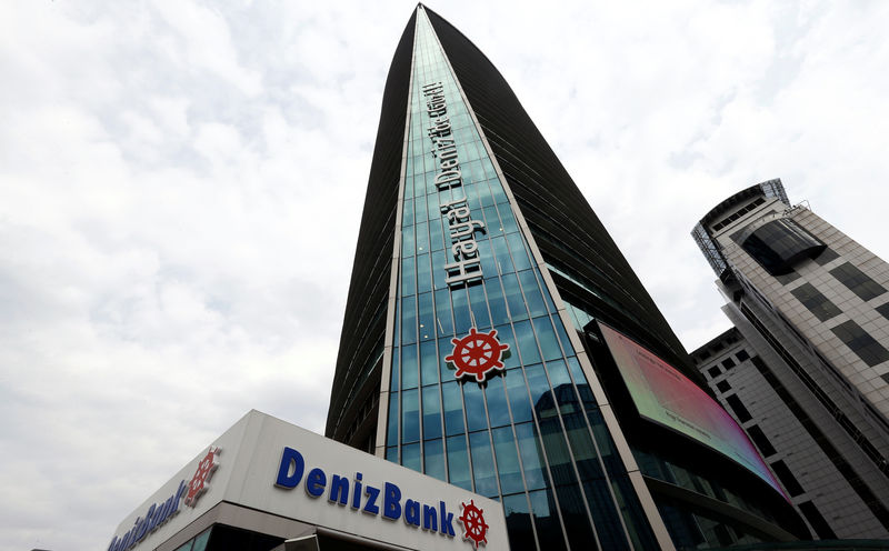 © Reuters. FILE PHOTO - The headquarters of Turkey's Denizbank is pictured in Istanbul