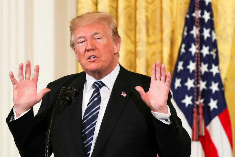 © Reuters. FILE PHOTO: U.S. President Donald Trump delivers remarks during the Prison Reform Summit at the White House in Washington