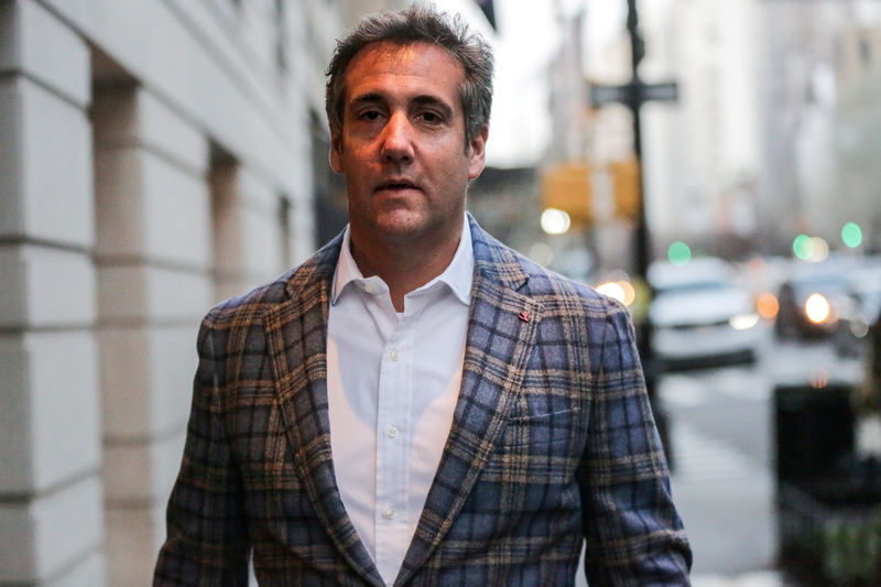 © Reuters. FILE PHOTO: U.S. President Donald Trump's personal lawyer Michael Cohen exits a hotel in New York City