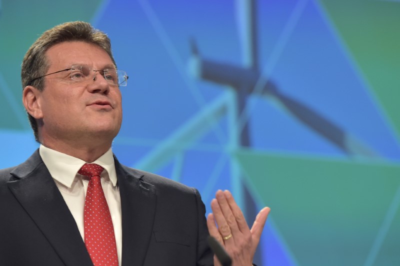 © Reuters. EC Vice-President Sefcovic gestures during a news conference on Clean Energy package in Brussels