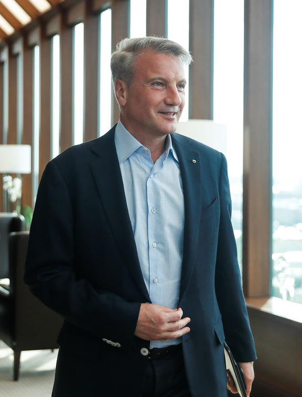 © Reuters. Sberbank Chief Executive Gref is seen during an interview in Moscow