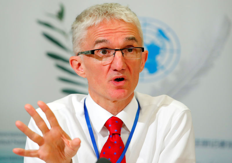 © Reuters. Coordenador de ação emergencial da ONU, Mark Lowcock, durante coletiva de imprensa em Genebra, na Suíça