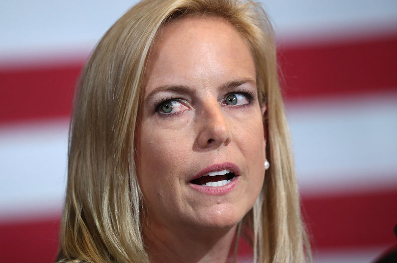 © Reuters. U.S. Secretary of Homeland Security Nielsen participates in roundtable on immigration in Bethpage, New York