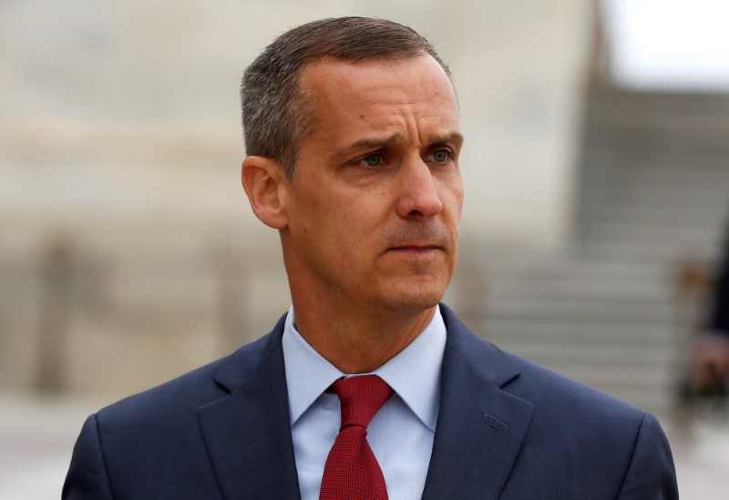 © Reuters. Former Trump campaign manager Corey Lewandowski departs after appearing before the House Intelligence Committee on Capitol Hill in Washington