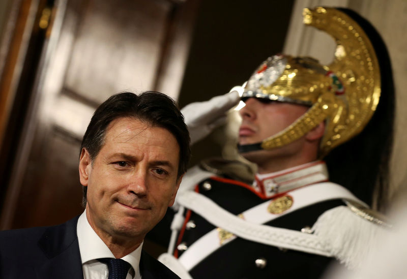 © Reuters. Italy's Prime Minister-designate Giuseppe Conte leaves after a meeting with the Italian President Sergio Mattarella at the Quirinal Palace in Rome