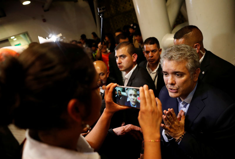 © Reuters. Candidato presidencial colombiano Iván Duque em Bogotá