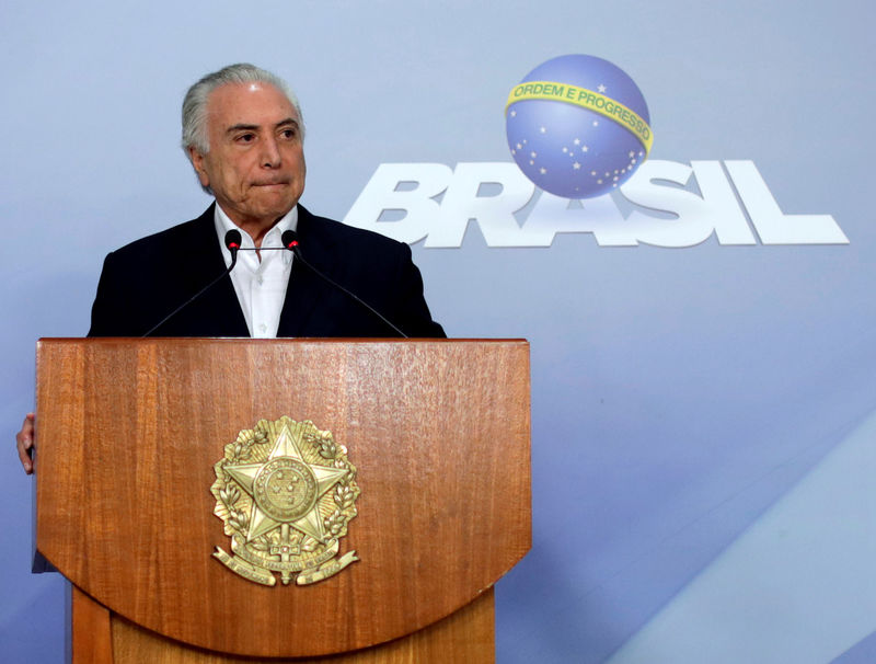 © Reuters. Presidente Michel Temer durante pronunciamento em Brasília