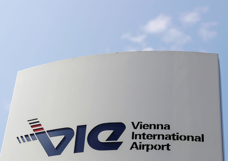 © Reuters. The logo of Vienna's airport is seen in Schwechat