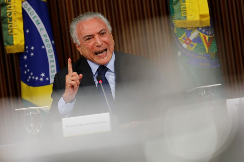 © Reuters. Presidente Michel Temer durante reunião no Palácio do Planalto, em Brasília