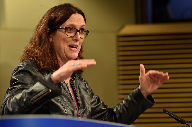 © Reuters. FILE PHOTO: EU Commissioner Malmstrom holds news conference  in Brussels