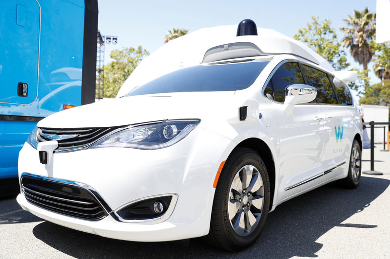 © Reuters. A Waymo self-driving car is seen during the annual Google I/O developers conference in Mountain View, California