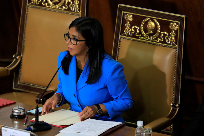 © Reuters. Delcy Rodríguez, presidenta de la Asamblea Nacional Constituyente, en una sesión especial en el Palacio Federal Legislativo en Caracas