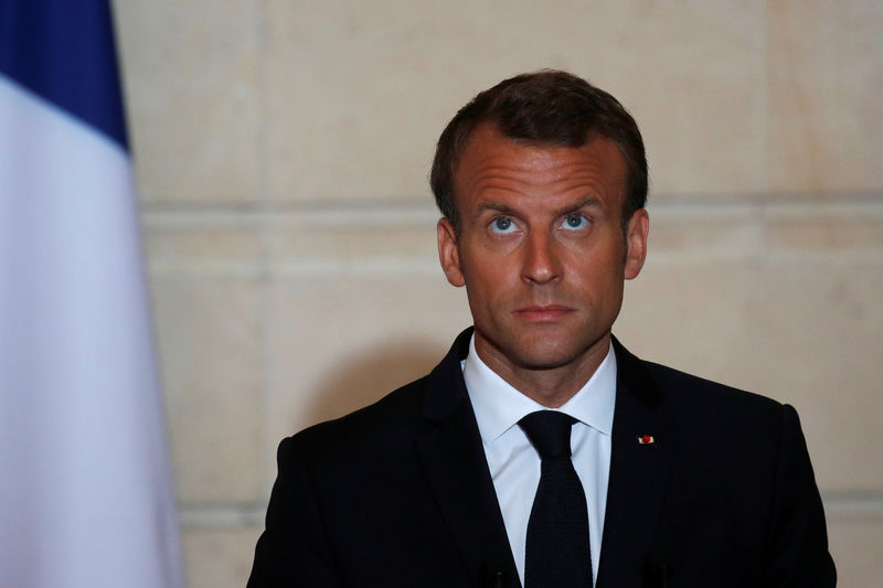 © Reuters. Presidente da França, Emmanuel Macron, durante entrevista coletiva conjunta com o primeiro-ministro de Israel, Benjamin Netanyahu