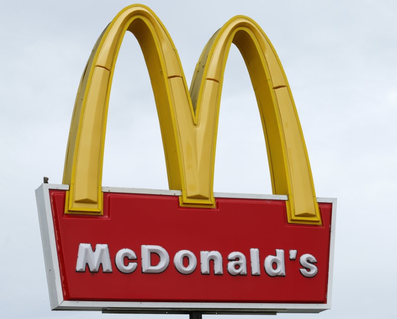 © Reuters. FILE PHOTO: A McDonald's sign is shown outside one of their restaurants in Encinitas