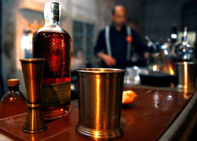 © Reuters. A bottle of Bulleit bourbon whiskey is seen at the Spirit de Milan cafe in Milan