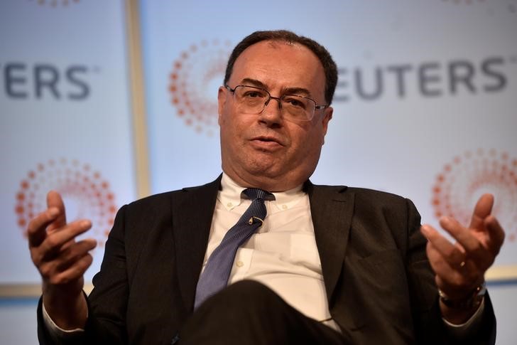 © Reuters. FILE PHOTO: Andrew Bailey, Chief Executive Officer of the Financial Conduct Authority, speaks during a "Reuters Newsmaker" interview at the Reuters offices in London