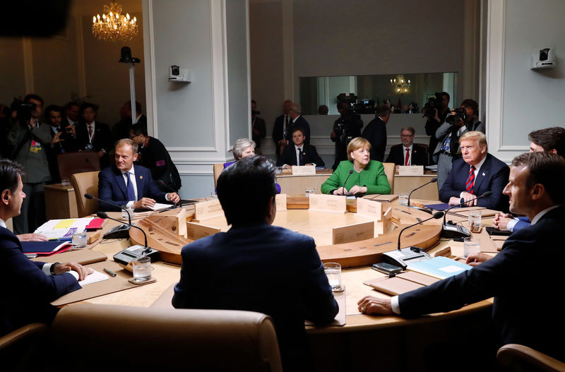 © Reuters. Líderes do G7 em reunião na cidade de La Malbaie, Quebec, Canadá