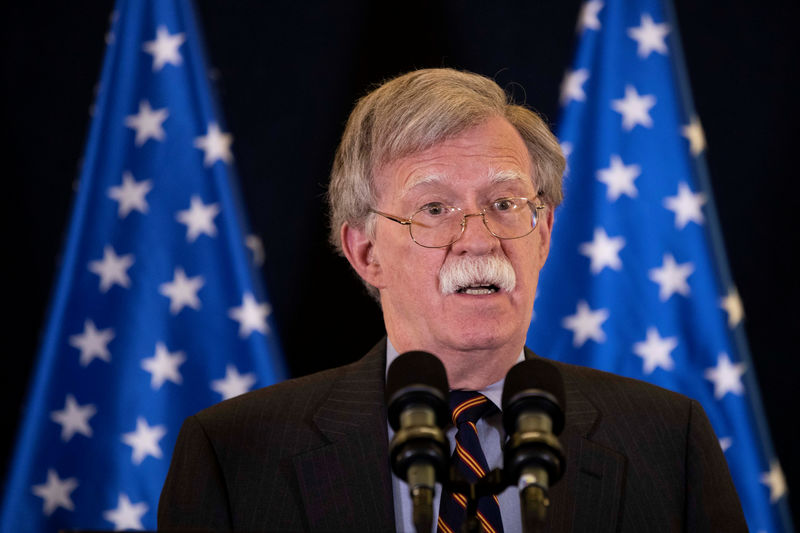 © Reuters. Assessor de segurança nacional dos EUA, John Bolton, durante entrevista coletiva em Jerusalém