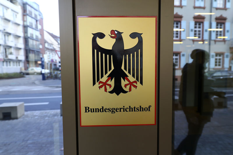 © Reuters. The sign of the German Federal Supreme Court Bundesgerichtshof is pictured in Karlsruhe, Germany