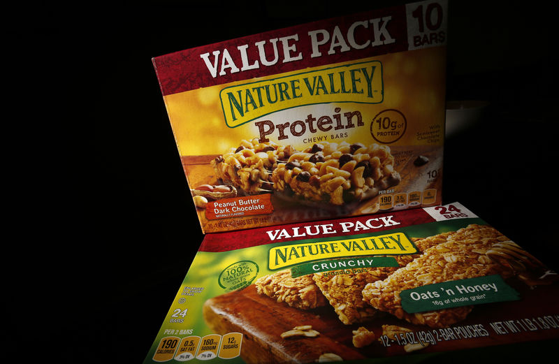 © Reuters. FILE PHOTO: Two boxes of Nature Valley bars are seen in this photo illustration in Wilmette