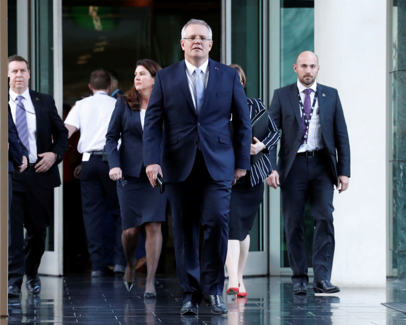 © Reuters. El nuevo primer ministro australiano Scott Morrison asiste a una reunión de su partido en Camberra