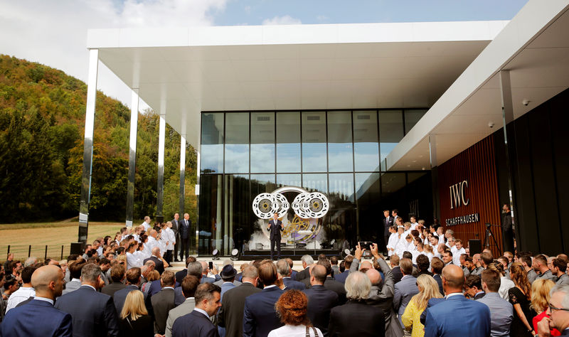 © Reuters. CEO Grainger-Herr of Swiss watch manufacturer IWC delivers a speech in Schaffhausen