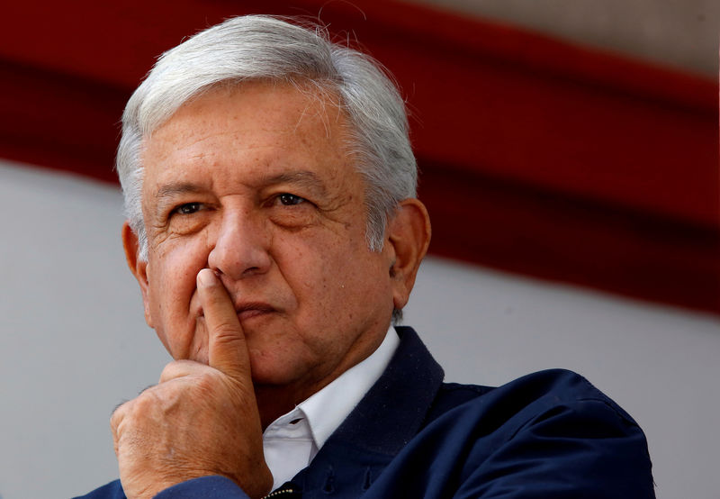© Reuters. FILE PHOTO: Mexico's president-elect Andres Manuel Lopez Obrador gestures during a news conference in Mexico City