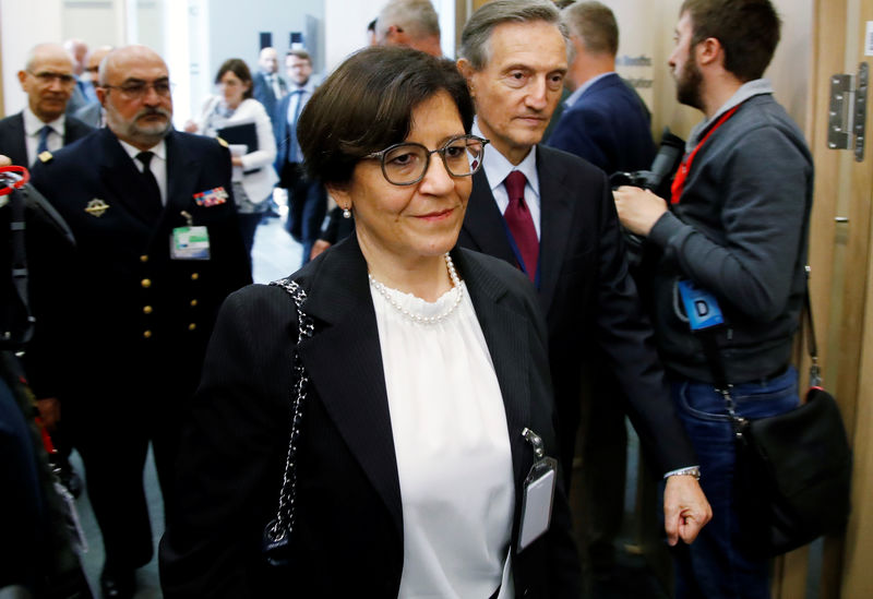 © Reuters. Italy's Defense Minister Trenta arrives to attend a NATO defense ministers meeting in Brussels