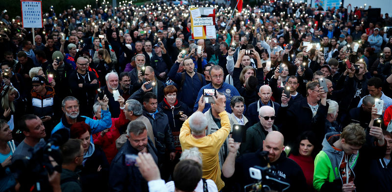 © Reuters. Protesto em Chemnitz