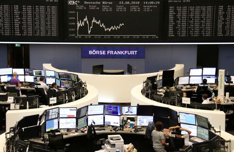 © Reuters. The German share price index DAX is seen at the stock exchange in Frankfurt