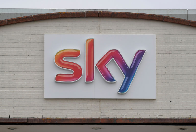 © Reuters. FILE PHOTO: The Sky News logo is seen on the outside of offices and studios in west London