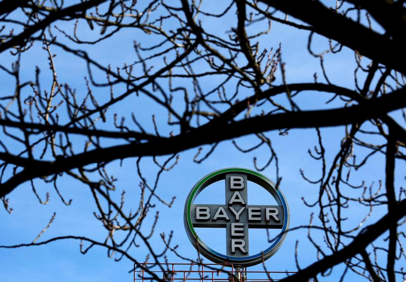 © Reuters. FILE PHOTO: The logo of Bayer AG is pictured at the Bayer Healthcare subgroup production plant in Wuppertal, Germany