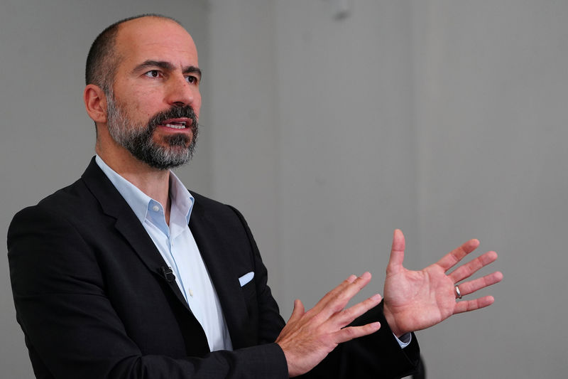 © Reuters. Presidente-executivo do Uber, Dara Khosrowshahi, durante entrevista em Nova York, Estados Unidos