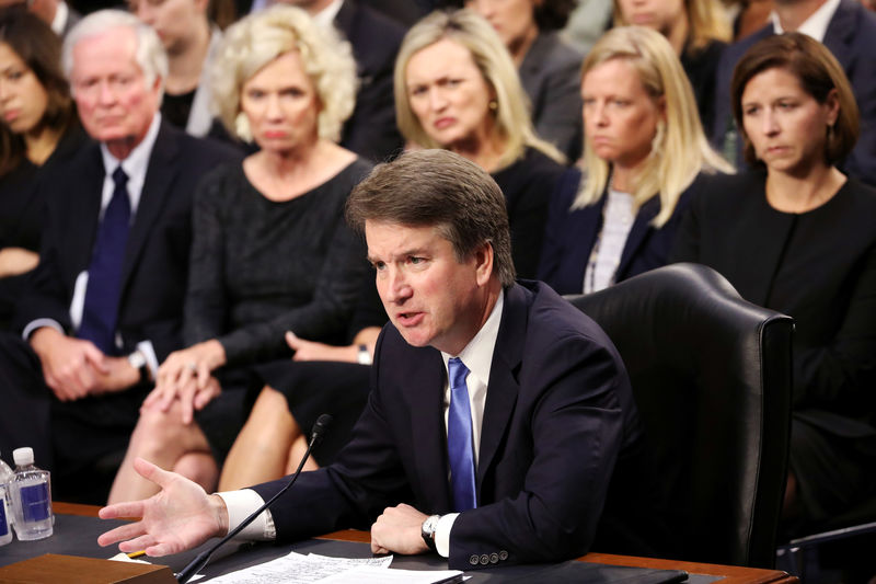 © Reuters. Brett Kavanaugh durante audiência no Capitólio