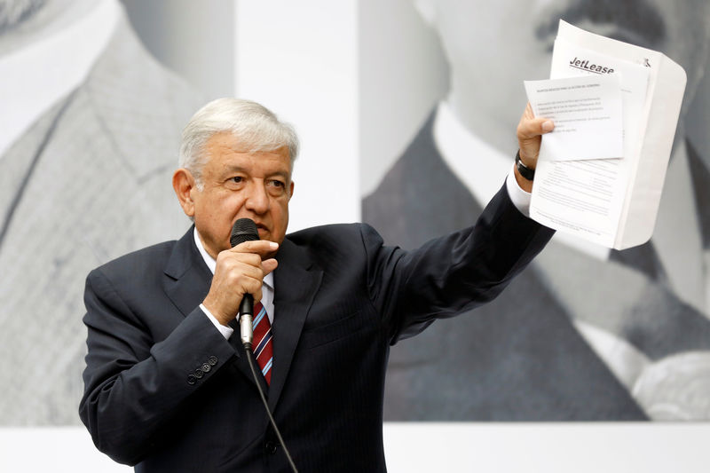 © Reuters. Mexico's president-elect Andres Manuel Lopez Obrador speaks to the media during a news conference in Mexico City