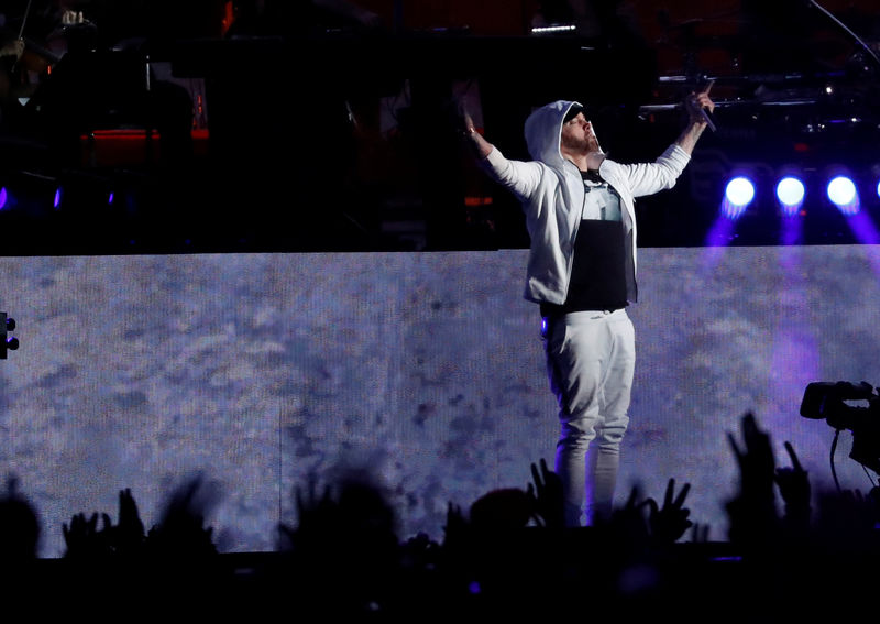 © Reuters. Foto de archivo de Eminem presentándose en el Festival de Coachella