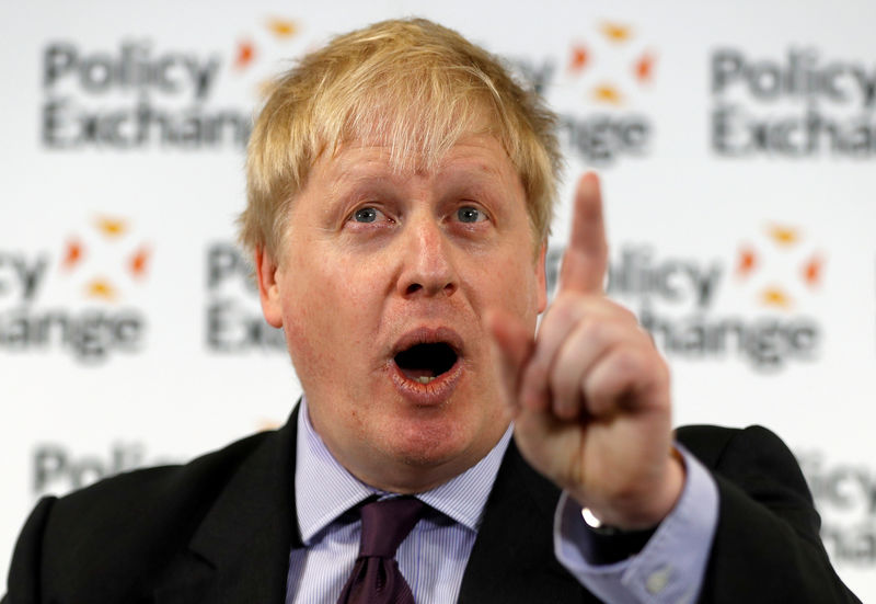 © Reuters. FILE PHOTO: Britain's Foreign Secretary Boris Johnson delivers a speech on Brexit at the Policy Exchange in central London