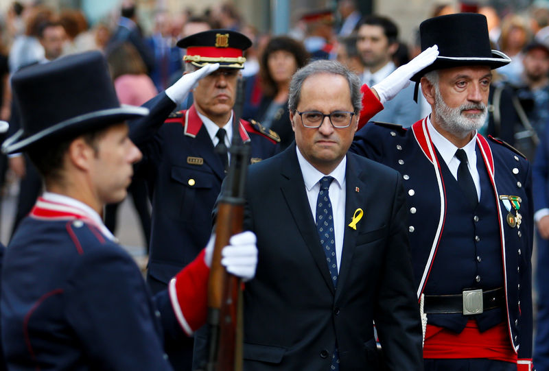 © Reuters. Presidente regional da Catalunha, Quim Torra, durante cerimônia do dia nacional catalão