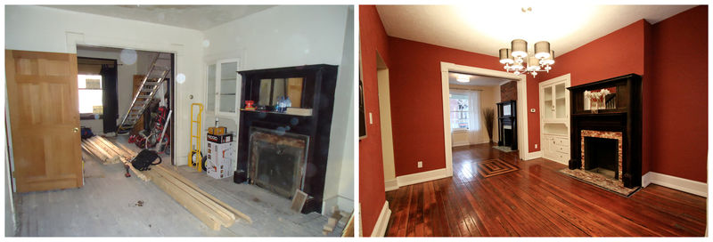 © Reuters. A combination picture shows before and after of inside of a home in Manchester neighborhood in Pittsburgh's historic Northside