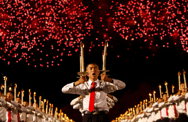 © Reuters. Cerimônia de celebração do 70º aniversário de fundação da Coreia do Norte, em Pyongyang