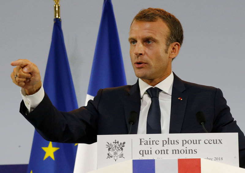© Reuters. Il presidente francese Emmanuel Macron