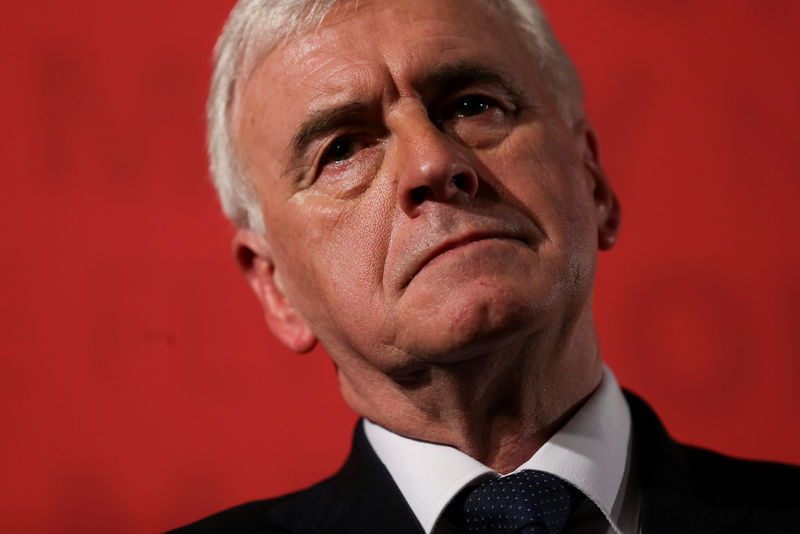 © Reuters. FILE PHOTO: Britain's Shadow Finance Minister John McDonnell, pauses as he sets out Labour's demands for the Spring Statement, in London
