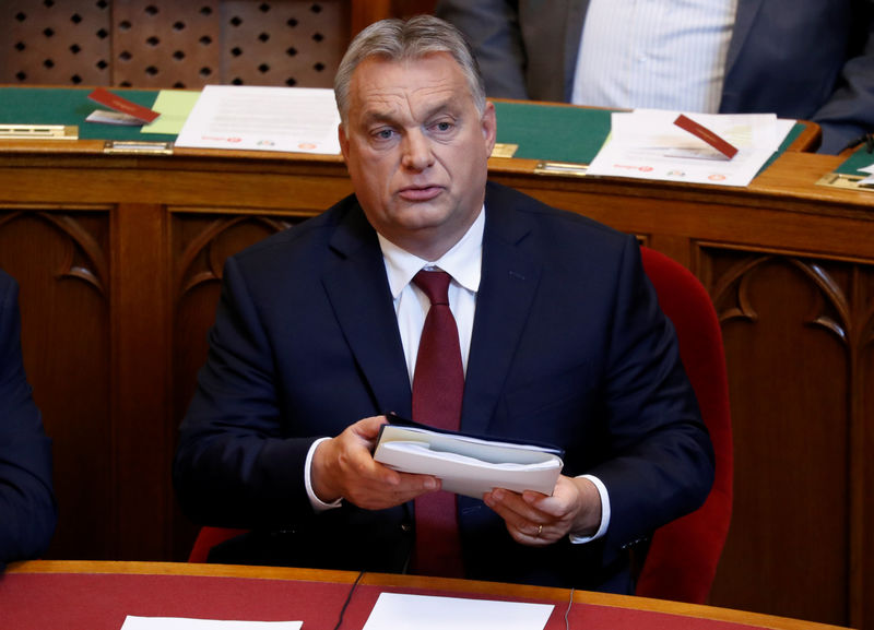 © Reuters. Hungarian PM Orban attends the opening session of parliament in Budapest