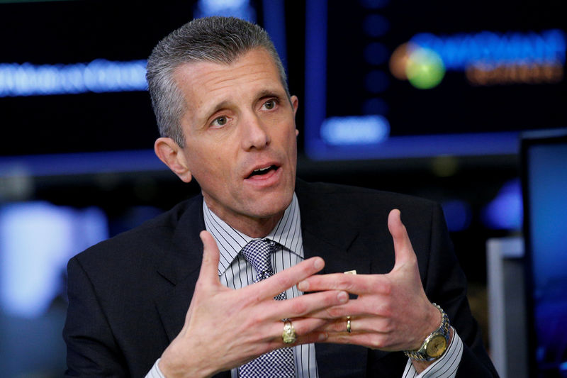 © Reuters. FILE PHOTO: David Cordani, president and CEO of CIGNA Corp., appears on CNBC at the NYSE in New York