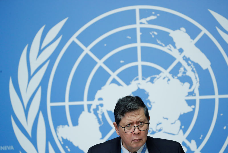 © Reuters. Darusman chairperson of the  Independent International Fact-finding Mission on Myanmar attends a news conference at the UN in Geneva